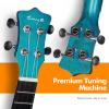 imageEnya Concert Ukulele 23 Inch Blue Solid Mahogany Top with Ukulele Starter Kit Includes Online Lessons TunerCase Strap Strings Capo Sand Shaker PickPolish Cloth EUC25D BUConcert blue