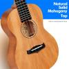 imageEnya Concert Ukulele 23 Inch Blue Solid Mahogany Top with Ukulele Starter Kit Includes Online Lessons TunerCase Strap Strings Capo Sand Shaker PickPolish Cloth EUC25D BUEUC25D Nature