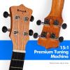 imageEnya Concert Ukulele 23 Inch Blue Solid Mahogany Top with Ukulele Starter Kit Includes Online Lessons TunerCase Strap Strings Capo Sand Shaker PickPolish Cloth EUC25D BUEUC25D Nature