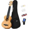 imageEnya Concert Ukulele 23 Inch Blue Solid Mahogany Top with Ukulele Starter Kit Includes Online Lessons TunerCase Strap Strings Capo Sand Shaker PickPolish Cloth EUC25D BUEUS25D Nature