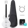 imageEnya Electric Guitar Inspire 39quot Smart Electric Carbon Fiber Guitarra with 15W Wireless Speaker 20 Distinct Tones Onboard Presets Charging Cable Adjusting Wrench and Gig BagWhite