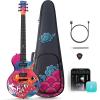 imageEnya Electric Guitar Inspire 39quot Smart Electric Carbon Fiber Guitarra with 15W Wireless Speaker 20 Distinct Tones Onboard Presets Charging Cable Adjusting Wrench and Gig BagPink