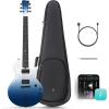 imageEnya Electric Guitar Inspire 39quot Smart Electric Carbon Fiber Guitarra with 15W Wireless Speaker 20 Distinct Tones Onboard Presets Charging Cable Adjusting Wrench and Gig BagBlue