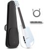 imageEnya NEXG 2 AcousticElectric Guitar Carbon Fiber Travel Smart Audio Guitar with 50W Wireless Speaker Wireless Microphone HiFi Monitor Earphones Footswitch Charging Stand and GigbagWhite