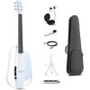 imageEnya NEXG 2 AcousticElectric Guitar Carbon Fiber Travel Smart Audio Guitar with 50W Wireless Speaker Wireless Microphone HiFi Monitor Earphones Footswitch Charging Stand and GigbagWhite