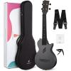 imageEnya Soprano Ukulele 21 Inch Carbon Fiber Travel Ukelele Nova U Mini Simple Yukalalee With Beginner Kit includes Case Strap Capo Strings Professional Ukalalee YukalaleeBlack