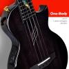 imageEnya Tenor All Solid Flame Maple Ukulele with Builtin AcousticPlus Pickup and Deluxe CaseBlack Feather
