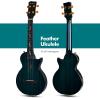 imageEnya Tenor All Solid Flame Maple Ukulele with Builtin AcousticPlus Pickup and Deluxe CaseBlue Feather