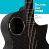 imageEnya X4 PRO Carbon Fiber Acoustic Electric Guitar 41Inch Full Size Cutaway Design AcousticPlus Pickup System with Builtin Effects ampamp Tuner Includes Deluxe Hard Case Leather Strap CableX4 PRO