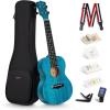 imageEnya Concert Ukulele 23 Inch Blue Solid Mahogany Top with Ukulele Starter Kit Includes Online Lessons TunerCase Strap Strings Capo Sand Shaker PickPolish Cloth EUC25D BUConcert blue