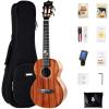 imageEnya Concert Ukulele 23inch Solid KOA Top Ukulele with Flower Inlay Decoration Ukulele Padded Gig BagTunerStringsStrapCapoPicksClean Cloth EUCX2K