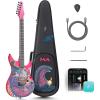 imageEnya Electric Guitar Inspire 39quot Smart Electric Carbon Fiber Guitarra with 15W Wireless Speaker 20 Distinct Tones Onboard Presets Charging Cable Adjusting Wrench and Gig BagDragon Frame