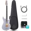 imageEnya Electric Guitar Inspire 39quot Smart Electric Carbon Fiber Guitarra with 15W Wireless Speaker 20 Distinct Tones Onboard Presets Charging Cable Adjusting Wrench and Gig BagGray