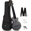 imageEnya Soprano Ukulele 21 Inch Carbon Fiber Travel Ukelele Nova U Mini Simple Yukalalee With Beginner Kit includes Case Strap Capo Strings Professional Ukalalee YukalaleeBlack
