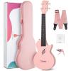 imageEnya Soprano Ukulele 21 Inch Carbon Fiber Travel Ukelele Nova U Mini Simple Yukalalee With Beginner Kit includes Case Strap Capo Strings Professional Ukalalee YukalaleePink