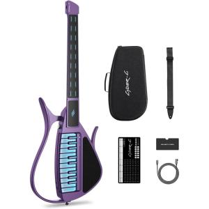 imageEnya CYBERG Stringless Smart Guitar Foldable Travel Backing Guitarra Builtin Drum Machine ampamp Bassline 20 instrument Sounds for OneMan Band App Interactive Chord Sheets For Adults ampamp Teens PurplePurple