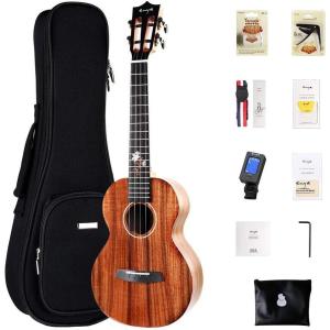 imageEnya Concert Ukulele 23inch Solid KOA Top Ukulele with Flower Inlay Decoration Ukulele Padded Gig BagTunerStringsStrapCapoPicksClean Cloth EUCX2K