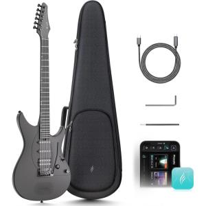 imageEnya Electric Guitar Inspire 39quot Smart Electric Carbon Fiber Guitarra with 15W Wireless Speaker 20 Distinct Tones Onboard Presets Charging Cable Adjusting Wrench and Gig BagBlack