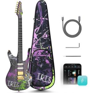 imageEnya Electric Guitar Inspire 39quot Smart Electric Carbon Fiber Guitarra with 15W Wireless Speaker 20 Distinct Tones Onboard Presets Charging Cable Adjusting Wrench and Gig BagGreen