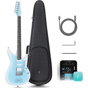 imageEnya Electric Guitar Inspire 39quot Smart Electric Carbon Fiber Guitarra with 15W Wireless Speaker 20 Distinct Tones Onboard Presets Charging Cable Adjusting Wrench and Gig BagBlue