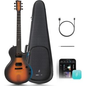 imageEnya Electric Guitar Inspire 39quot Smart Electric Carbon Fiber Guitarra with 15W Wireless Speaker 20 Distinct Tones Onboard Presets Charging Cable Adjusting Wrench and Gig BagSunburst