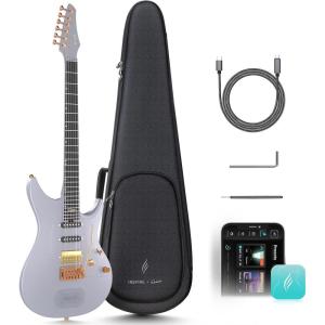 imageEnya Electric Guitar Inspire 39quot Smart Electric Carbon Fiber Guitarra with 15W Wireless Speaker 20 Distinct Tones Onboard Presets Charging Cable Adjusting Wrench and Gig BagGray