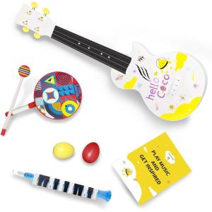 imageEnya Kids Toys Musical Instruments Toddler Toys Gifts for Baby Children Girls and Boys for Ages 36 Includes Mini Toddler Ukulele Melodica Egg Shaker Set Lollipop Hand Drum with Stick Mini Coco