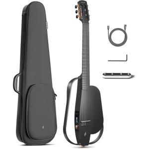 imageEnya NEXG 2 AcousticElectric Guitar Carbon Fiber Travel Smart Audio Guitar with 50W Wireless Speaker Wireless Microphone HiFi Monitor Earphones Footswitch Charging Stand and GigbagBlack