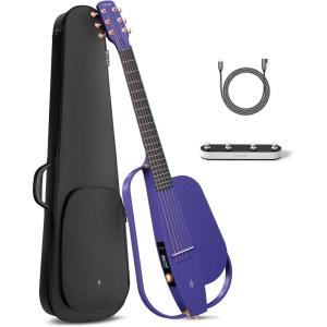 imageEnya NEXG 2 AcousticElectric Guitar Carbon Fiber Travel Smart Audio Guitar with 50W Wireless Speaker Wireless Microphone HiFi Monitor Earphones Footswitch Charging Stand and GigbagPurple