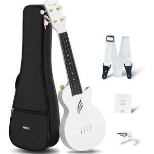 imageEnya Soprano Ukulele 21 Inch Carbon Fiber Travel Ukelele Nova U Mini Simple Yukalalee With Beginner Kit includes Case Strap Capo Strings Professional Ukalalee YukalaleeWhite