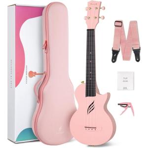 imageEnya Soprano Ukulele 21 Inch Carbon Fiber Travel Ukelele Nova U Mini Simple Yukalalee With Beginner Kit includes Case Strap Capo Strings Professional Ukalalee YukalaleePink