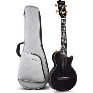 imageEnya Tenor All Solid Flame Maple Ukulele with Builtin AcousticPlus Pickup and Deluxe CaseBlack E6