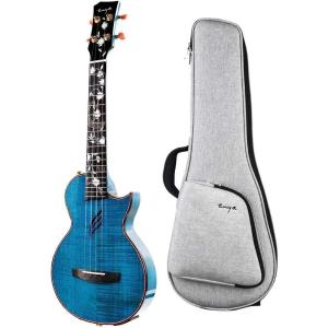 imageEnya Tenor All Solid Flame Maple Ukulele with Builtin AcousticPlus Pickup and Deluxe CaseBlue E6