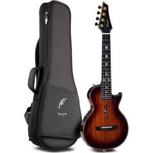 imageEnya Tenor All Solid Flame Maple Ukulele with Builtin AcousticPlus Pickup and Deluxe CaseFE Acacia