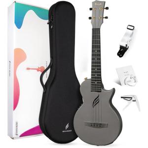 imageEnya Tenor Ukulele 26 Inch Carbon Fiber Acousticplus Cutaway Travel Ukelele for Beginner Bundle Kit Including Case Strap Capo and StringsNova UE Pro WhiteBlack
