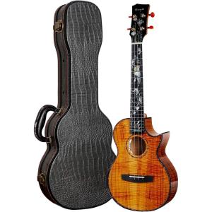 imageEnya Tenor Ukulele 5A Solid Hawaiian Koa HandMade Ukulele with Haliotis ampamp Planate Abalone Inlay AcousticElectric Include Deluxe Hardshell CaseEUTA8EQ Mermaid