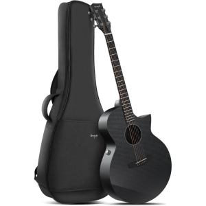 imageEnya X4 PRO Carbon Fiber Acoustic Electric Guitar 41Inch Full Size Cutaway Design AcousticPlus Pickup System with Builtin Effects ampamp Tuner Includes Deluxe Hard Case Leather Strap CableX3 PRO