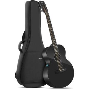 imageEnya X4 PRO Carbon Fiber Acoustic Electric Guitar 41Inch Full Size Cutaway Design AcousticPlus Pickup System with Builtin Effects ampamp Tuner Includes Deluxe Hard Case Leather Strap CableX3 PRO MINI