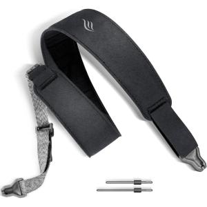 imageenya Magnetic Strap for Guitar Bass and Ukulele  Quick Release SingleHand Adjustable with Leathery TextureBlack