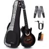 imageEnya Taimane Moon Signature Tenor Ukulele 26 Inch All Solid Mahogany with AcousticPlus Pickup Professional Electric Ukelele Bundle Black Finish EUT Moon BK EQAcousticPlus Black