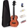 imageENYAMUSIC Concert Ukulele 23 Inch Kit in Mahogany Pattern EUCX1M  Beginner Kit With Online Lessons Padded Bag Tuner Aquila Strings Strap Picks and BookletNatural