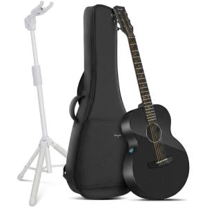 imageEnya AcousticElectric Guitar X3 Pro Mini Carbon Fiber Travel Guitar and Enya AutoLock Guitar Stand