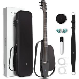 imageEnya NEXG AcousticElectric Carbon Fiber Audio Guitar Smart Acustica Guitarra for Adults with 50W Wireless Speaker Preamp Wireless Microphone HiFi Monitor Earphones Strap and CaseBlack