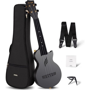 image:imageEnya Soprano Ukulele 21 Inch Carbon Fiber Nova U Mini  Includes Case Strap Capo Strings Black