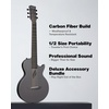image:imageEnya NOVA GO Carbon Fiber Acoustic Guitar Bundle with EGS1 AutoLock Stand  Carbon Fiber Travel Acoustic Guitar with Gig Bag and Accessories Plus EGS1 AutoLock Guitar Stand for Secure Storage