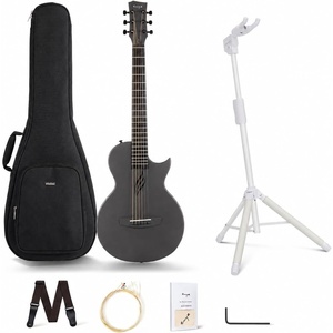 image:imageEnya NOVA GO Carbon Fiber Acoustic Guitar Bundle with EGS1 AutoLock Stand  Carbon Fiber Travel Acoustic Guitar with Gig Bag and Accessories Plus EGS1 AutoLock Guitar Stand for Secure Storage